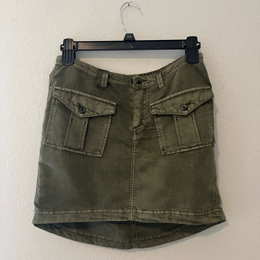Anthropologie Olive Green Mini Skirt with Pockets